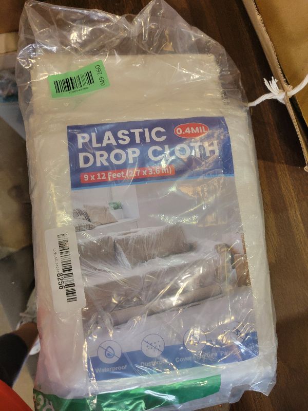 Photo 1 of 18 Pack Plastic Drop Cloth, 9 x 12 Feet Plastic Sheeting, Painter's Sheeting & Tarps for Painting, Dustproof Painters Plastics Tarp for Furniture Cover