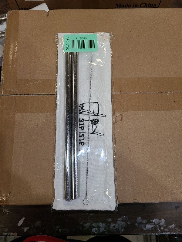 Photo 1 of [Angled Tips] 2 Pcs Jumbo Reusable Bubble Tea Straws & Smoothie Straws, 0.5" Wide Stainless Steel Straw, Metal Straw for Boba, Tapioca Pearl, Milkshakes,Smoothies | 1 Cleaning Brush & 1 Case