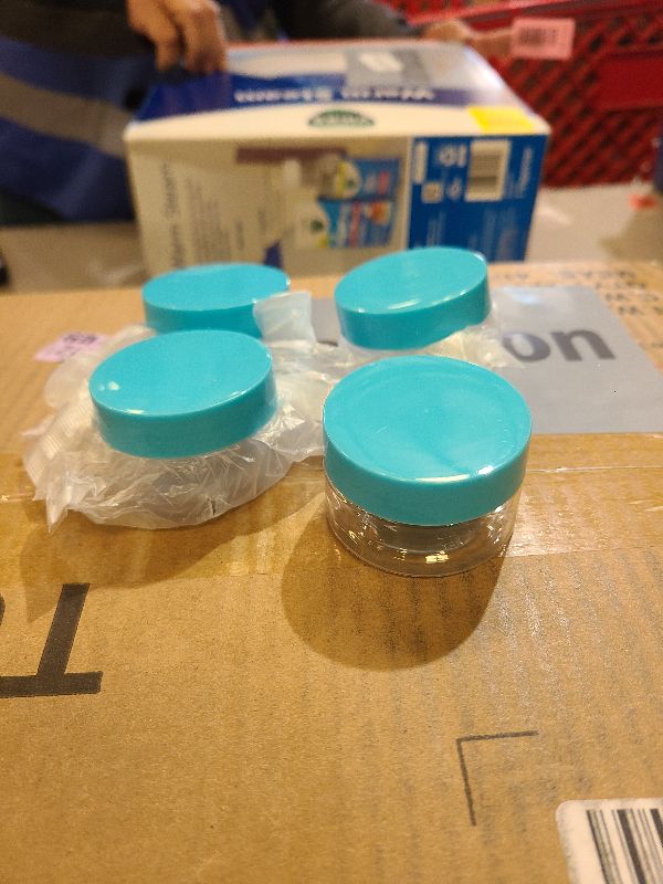 Photo 1 of 10 Gram Sample Containers with Lids, 10 Pack Sample Jars, Small Cosmetic Travel Container for Makeup, Lotion, Cream, Powder, 10 ML Mini Containers with Blue Lids