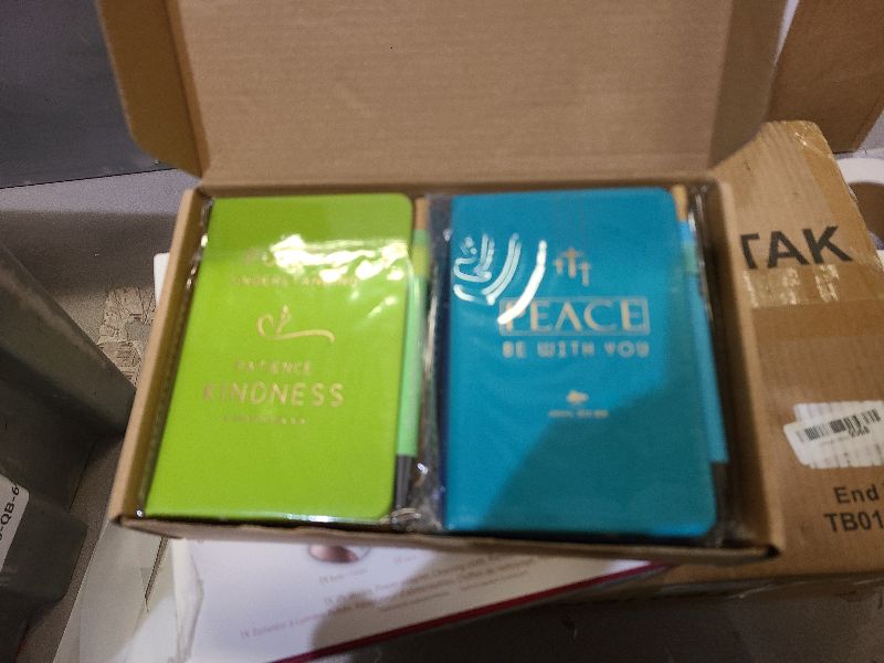 Photo 1 of 10 Sets Christian Bible Notebook Prayer Journal Bulk A6 Pocket Notebook with Pens for Women Men Family Teacher Sunday Church Christmas Bulk Gifts Box