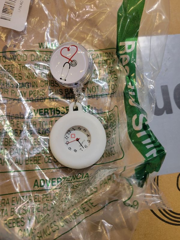 Photo 1 of 1 PC Retractable Nurse Watch Clip On with Secondhand Stethoscope Lapel Fob Pocket for Doctor Nurse Simple Silicone Cover for Women and Men