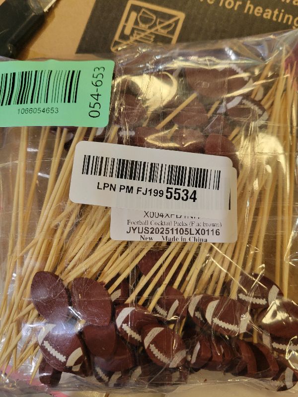 Photo 1 of 100 Pcs Football Toothpicks, Cocktail Picks, Football Sport Party Decor Picks, Food Fruit Accessories for Party, Long Bamboo Toothpicks Cocktail Decorations Supplies