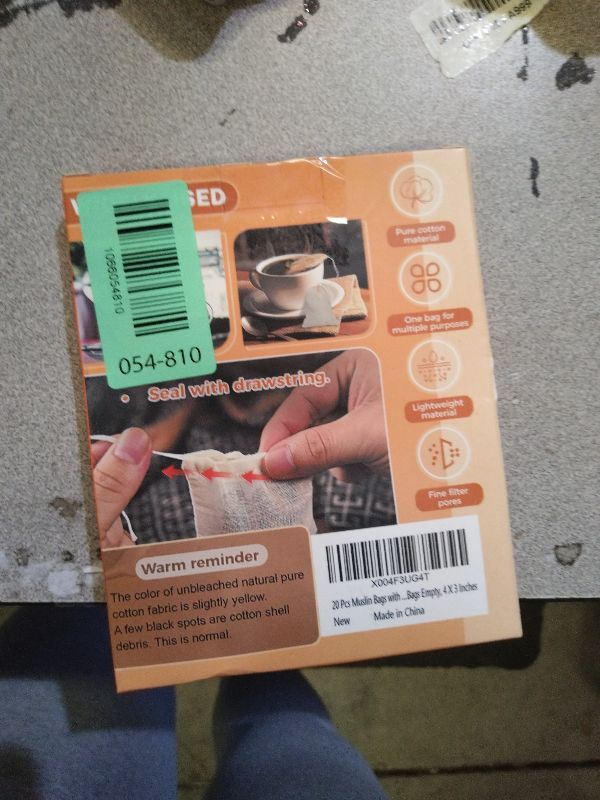 Photo 1 of 20 Pcs Muslin Bags with Drawstring, Reusable Tea Bags, Spice Bags for Cooking Soup/Herb/Loose Leaf Tea, Natural Cotton Small Cheese Cloth Bag for Straining, Sachet Bags Empty, 4 X 3 Inches