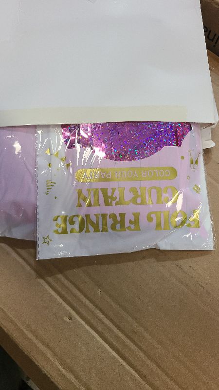 Photo 1 of 2 Pack Glitter Pink Backdrop, 3.28 FT x 7.05 FT Birthday Party Decorations, Laser Pink Fringe Curtains Foil Streamer Tinsel, Pink Curtains Photo Backdrop Happy Birthday Valentines Day Backdrop