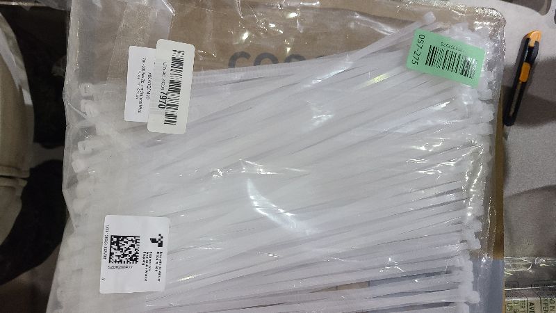 Photo 1 of 200 Pack Zip Wire Ties 12 Inch Cable Zip Ties Clear Tie Wraps with 70 Pounds Tensile Strength, Self-Locking Cable Ties, UV Resistant Thick Nylon Wire Ties for Indoor and Outdoor White