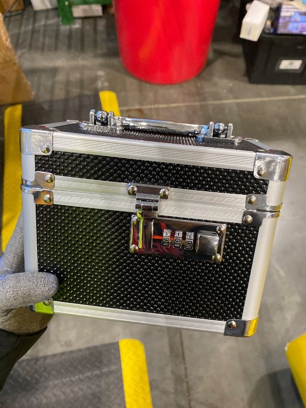 Photo 1 of **MINOR DAMAGE - USED**
Small Medication Combination Lock Boxes with Code for Personal Items, Medicine Lockbox for Documents - 7.1 x 5.1 x 5.3 Inches Black