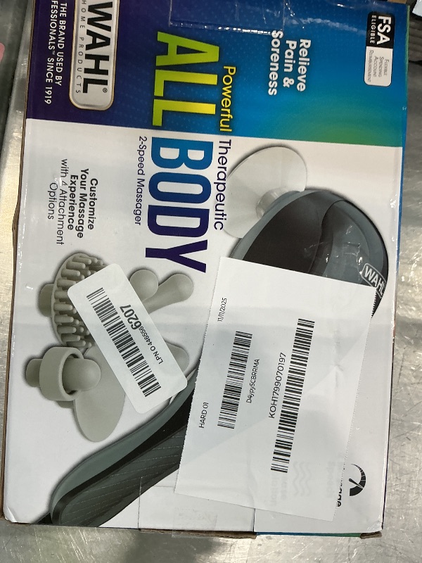 Photo 1 of *UNTESTED*
Wahl All Body Corded Light Soothing Vibratory Massager with 4 Attachment Heads - Gentle Relief - Massage Tools for Back, Foot, Neck, and Leg Massage – FSA Eligible - Model 4120-600