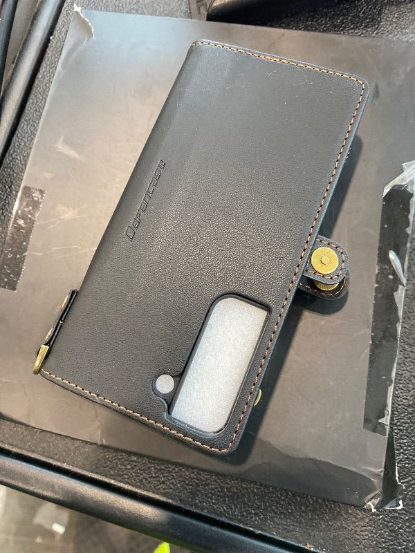 Photo 1 of **MISSING PARTS - Missing the strap**
Defencase Compatible with Samsung Galaxy S22 5G Case Wallet with RFID Blocking Card Holder for Women Men, PU Leather Magnetic Snap Flip Zipper Strap Wallet Phone Case Fit for Galaxy S22 5G 6.1", Black