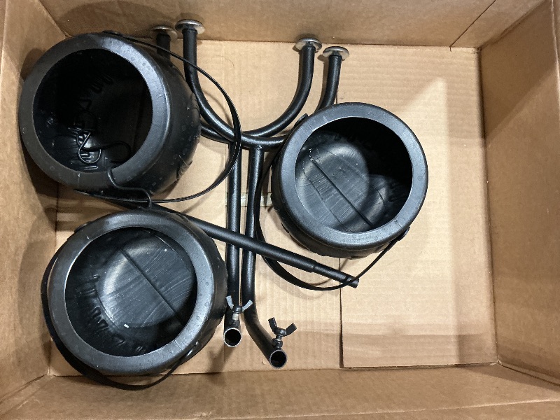 Photo 1 of ***MISSING PIECE*** Rdogeia Halloween Decorations - Set of 3 Witches Cauldron Candy Serving Bowls on Rack, Black Plastic Cauldron with Skeletons for Indoor/Outdoor Home/Kitchen Decoration