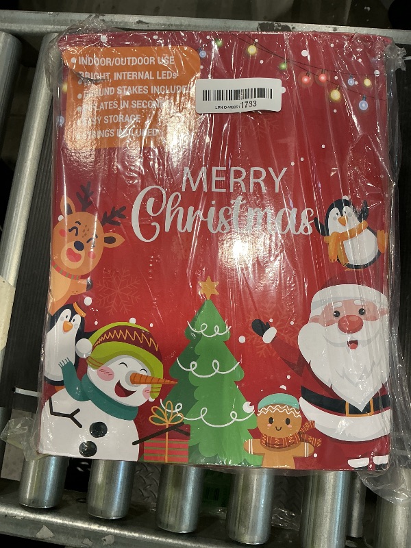 Photo 2 of SIKADEER 10ft Christmas Inflatable Decorations, Smile Inflatables Gingerbread Man Blow Up Outdoor Xmas Decor with Built-in Colorful Rotating and White LED Lights for Holiday, Lawn, Party, Garden