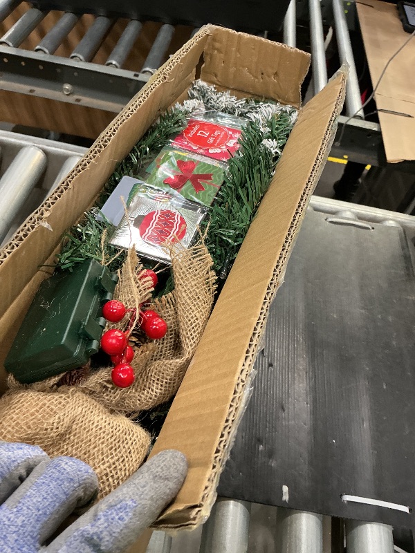 Photo 1 of [ 8 Modes & Timer] 2Pack 24 Inch Realistic Tabletop Christmas Tree Small Christmas Tree with 50 Warm Lights Battery Operated Red Berries Pine Cone Burlap Base Indoor Home Table Christmas Decorations