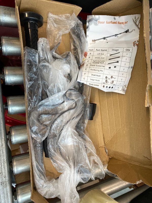 Photo 1 of ***MISSING PIECES*** Ridota Adjustable Over-The-Door Garland Hanger, Heavy Duty Wreath Hanger for Front Door, No Nails or Screws Damage-Free, Fits Standard Door Frame Depths 34-42 Inch, Black