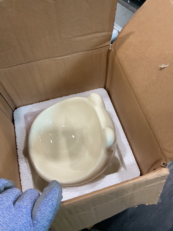 Photo 1 of Kesago Elevated Neck Protection Cat Bowl .Cute cat Shape .Send a Bow DIY. Neck Protection to Prevent Vomiting (Keep Away from Black Chin) (Milk Yellow)