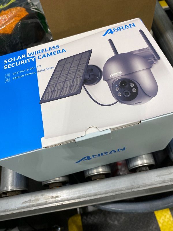Photo 1 of **Partial Set - ONLY 1 camera**
ANRAN 3MP Security Camera Wireless Outdoor, 2K Solar Outdoor Camera with 360° View, Smart Siren, Spotlights, Color Night Vision, PIR Human Detection, Pan Tilt Control, 2-Way Talk, Q01 Grey 2 Packs