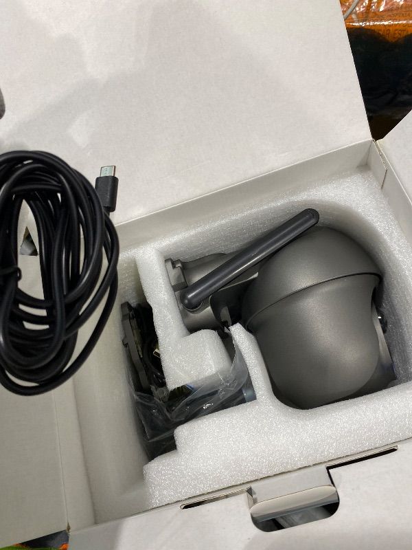 Photo 1 of **Partial Set - ONLY 1 camera**
ANRAN 3MP Security Camera Wireless Outdoor, 2K Solar Outdoor Camera with 360° View, Smart Siren, Spotlights, Color Night Vision, PIR Human Detection, Pan Tilt Control, 2-Way Talk, Q01 Grey 2 Packs