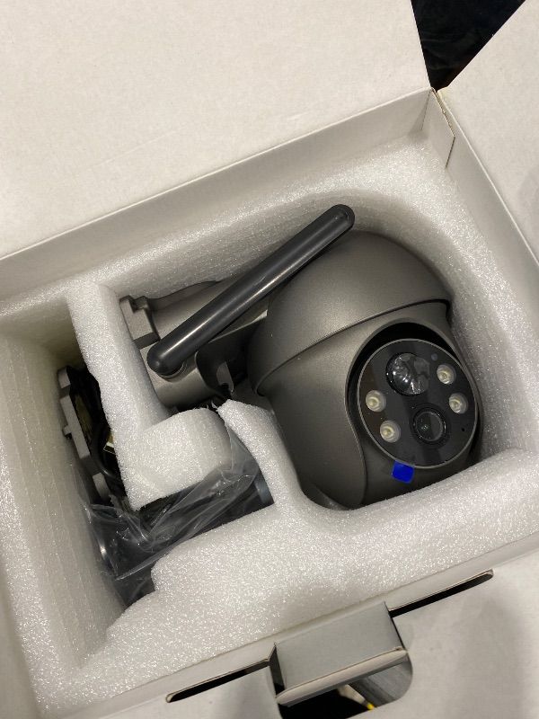 Photo 1 of **Partial Set - ONLY 1 camera**
ANRAN 3MP Security Camera Wireless Outdoor, 2K Solar Outdoor Camera with 360° View, Smart Siren, Spotlights, Color Night Vision, PIR Human Detection, Pan Tilt Control, 2-Way Talk, Q01 Grey 2 Packs
