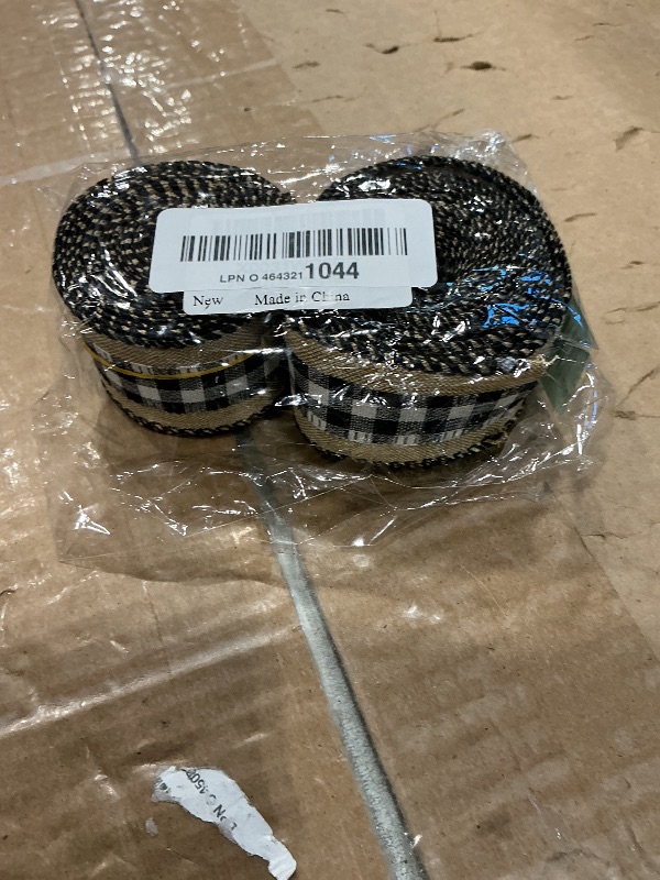 Photo 1 of 2 Rolls 12 Yards Buffalo Plaid Ribbons Burlap Wired Edge Plaid Ribbons 1.5 Inch Wide Check Gingham Fabric Craft Ribbon for Gift Wrapping DIY Bows Decoration Home Party Decor