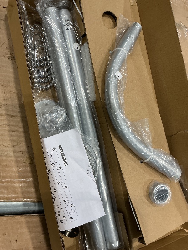 Photo 1 of *USED*
SZXIMU L Shaped Shower Curtain Rod, Adjustable [23.81"-53.15"] x [23.81"-53.15"] Corner Shower Curtain Rod 90 Degree for Bathroom, Bathtub, Clothing Store, Ceiling Support, Silver