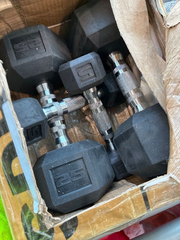 Photo 1 of **MISSING PARTS UNKNOWN**
CAP Barbell 280 lb Coated Chrome Handle Hex Dumbbell Weight Set with Three Tier Rack