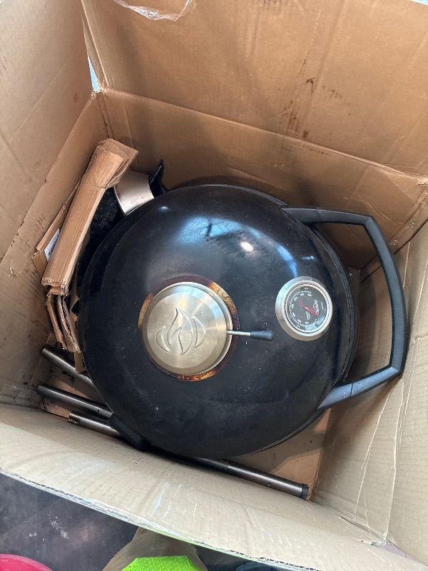 Photo 1 of *Dirty item* Napoleon PRO22 Professional Charcoal Kettle Grill, Black, Porcelain-Enameled Lid and Bowl, Chrome-Plated Cooking Grid