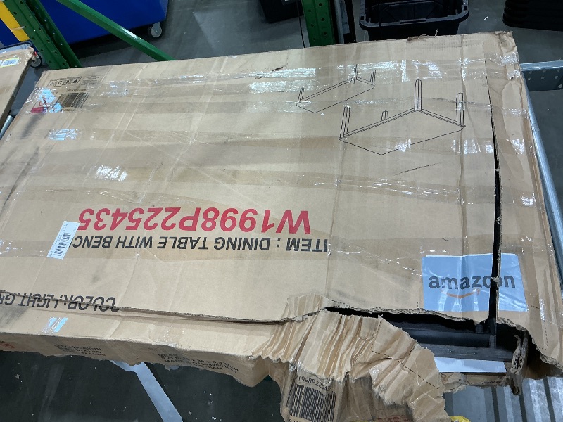 Photo 1 of *PARTIAL SET**USED*
Zevemomo 6-Piece Solid Wood Dining Table Set, Including 1 Dining Table, 4 Upholstered Chairs and 1 Bench, Wooden Legs Dining Table Set for Dining Room, Kitchen, Restaurant, Dark Grey