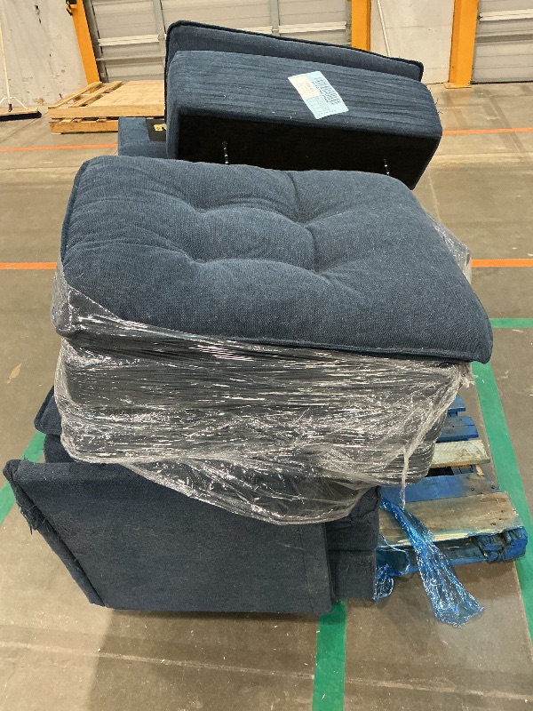 Photo 1 of FAVSH 130" U-Shaped Sectional Sofa with Storage Console & Cup Holders, Upholstered 6 Seat Living Room Sleeper Couch Furniture Set w/Chaise, Cloud Cushion Couch for Home, Office, Apartment,Blue