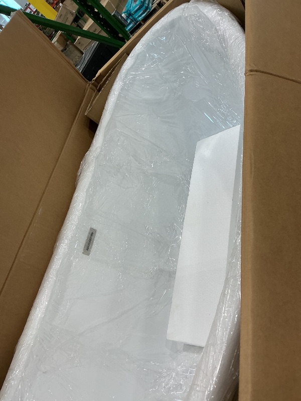 Photo 1 of **CRACKED IN TUB CHECK PHOTOS**Empava Freestanding Bathtub, Flatbottom Acrylic Soaking Tub, Contemporary Stand Alone Design with Brushed Nickel Drain & Overflow, Glossy White, cUPC Certified, 59 Inch