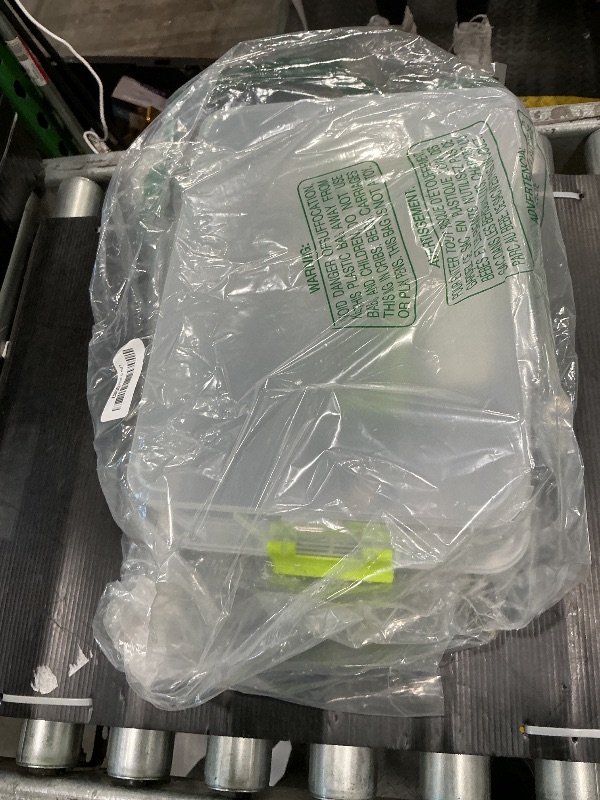 Photo 1 of ***MISSING PIECE*** JUXYES 2-Tiers Stack Carry Storage Box With Handle, Transparent Stackable Storage Bin With Handle Lid Latching Storage Container for School & Office Supplies (Green)