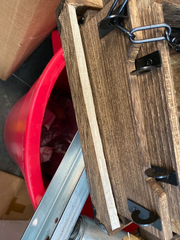 Photo 1 of ***MINOR DAMAGE*** ***SEE WAREHOUSE PHOTOS***  J JACKCUBE DESIGN 3-Tier Rustic Wood Hanging Fruit Basket, Kitchen Fruit, Vegetable Storage Organizer, Countertop Space Saver- Heavy Duty Metal Hooks- MK1008A