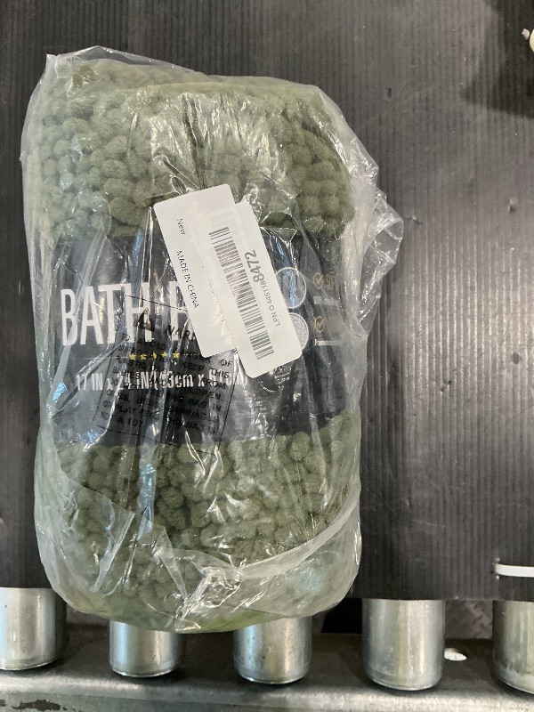 Photo 1 of LOCHAS Luxury Bathroom Rug Shaggy Bath Mat 24 x 17 Inch, Washable Non Slip Bath Rugs for Bathroom Shower, Soft Plush Chenille Absorbent Carpets Mats, Olive Green