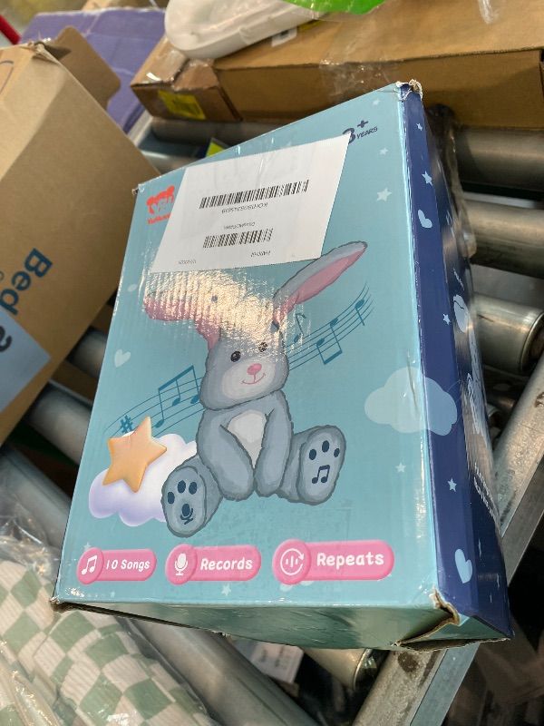 Photo 1 of *USED*
YH YUHUNG Interactive Talking Bunny Plush – Two Modes: Record (10s) & Repeat Talk-Back, 10 Songs, Flapping Ears, Volume Up/Down, Soft Gray-Pink, 3×AA Required, Ages 3+
