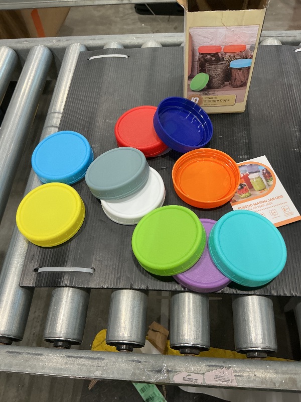 Photo 1 of 10 Pack Plastic Wide Mouth Mason Jar Lids for Ball, Kerr and More - Multicolor Storage Caps for Mason Jars, Canning Jars - Leak-Proof, Dishwasher Safe & Food Grade