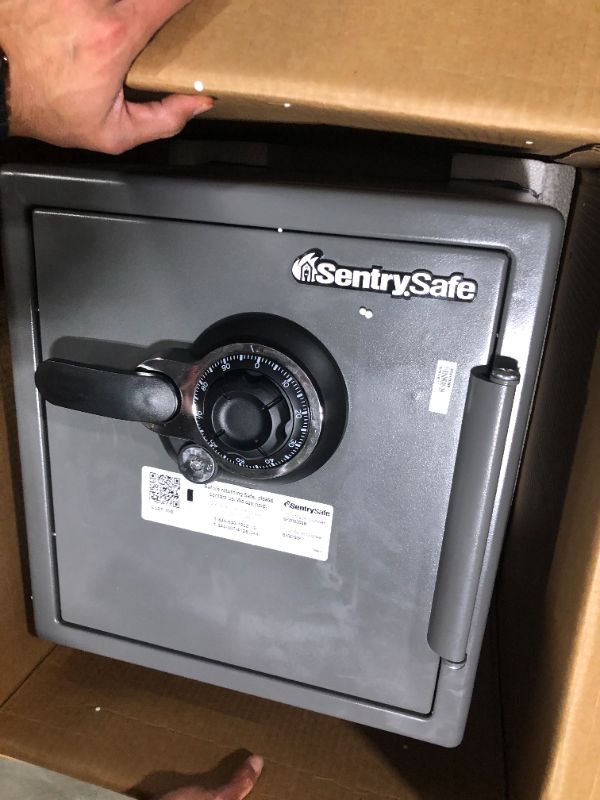 Photo 1 of ** MISSING ,KEYS  *** 
SentrySafe Medium Gray Fireproof Safe and Waterproof Safe Box with Dial Combination, Home Security for Money, Documents, or other Valuables, 1.23 Cubic Feet, SFW123DSB
**Missing keys**