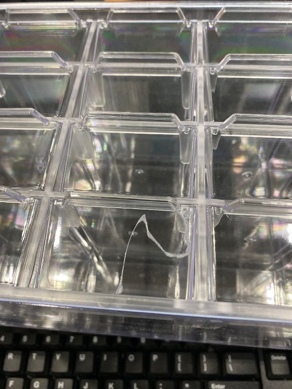 Photo 1 of **MINOR DAMAGE**
Mini Desktop Drawer Box 12 Compartments Plastic Desk Organizer Office Supplies and Jewelry Storage Box for Office, School, Cosmetic, Jewelry, Hair Clips, Small Parts, etc