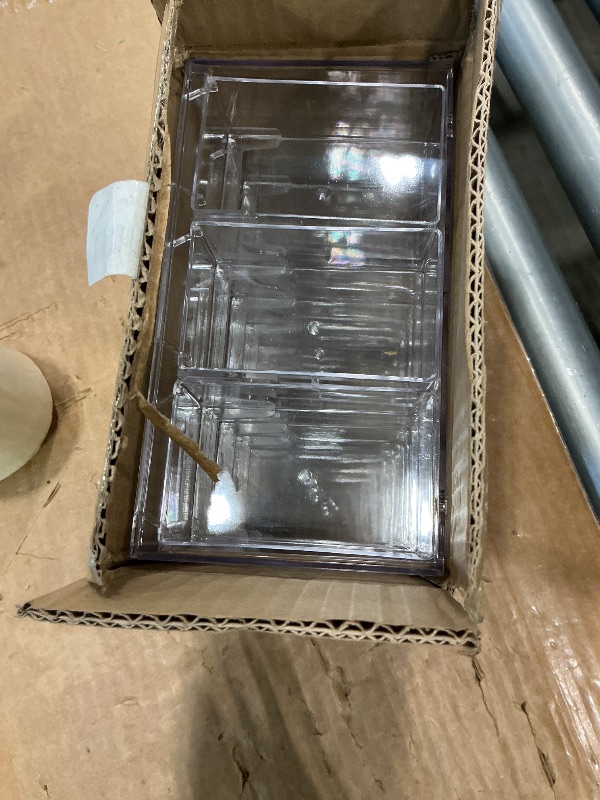 Photo 1 of **MINOR DAMAGE**
Mini Desktop Drawer Box 12 Compartments Plastic Desk Organizer Office Supplies and Jewelry Storage Box for Office, School, Cosmetic, Jewelry, Hair Clips, Small Parts, etc