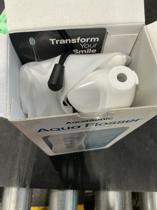 Photo 1 of *MINOR DAMAGE - USED*
AquaSonic Water Flosser - Cordless Rechargeable Water Flossers for Teeth Cleaning - Waterproof Aqua Flosser, Portable Oral Irrigator for Dental Cleaning with 5 Jet Tips – Braces Home Travel.