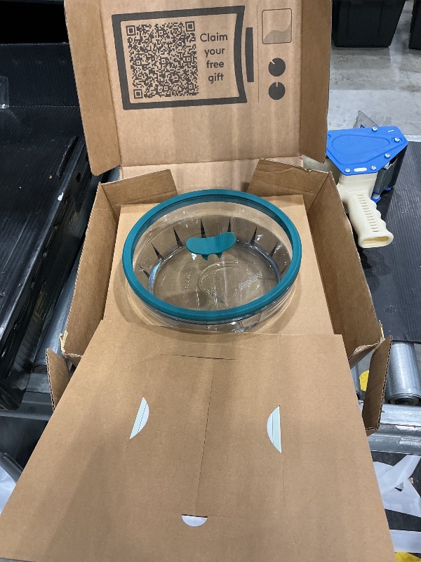 Photo 1 of ***MAJOR DAMAGE*** Anyday 7-Cup Glass Food Storage with Glass Lid, Round Shallow Dish | Plastic-Free Meal Prep & Microwave Cookware | Stackable Airtight Storage Container with Vented Lid for Microwave-Safe Reheating