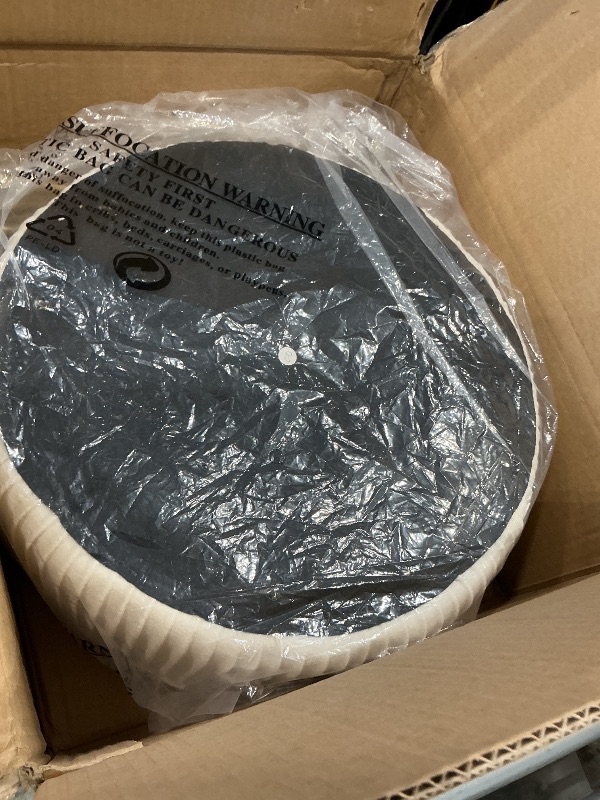 Photo 1 of **ALREADY BULIT**IBUYKE Velvet Round Footrest Stool Ottoman, Makeup Vanity Stool Side Table, Velvet Dressing Table Seat, Pouf Couch Stool, Golden Steel Legs, Creamy-White LG-30M