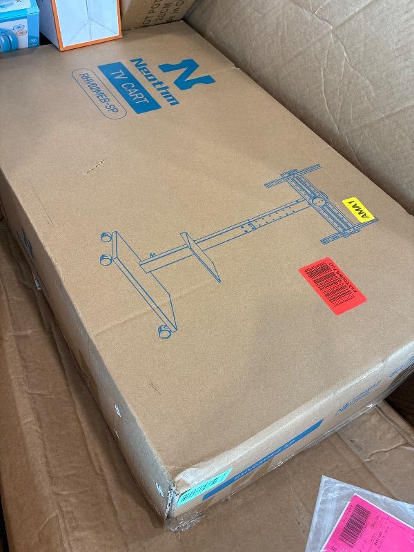 Photo 1 of *MISSING ITEMS UNKNOWN*
Neothm Mobile TV Stand with Power Outlet, Tilting & Swivel Rolling TV Cart for 32-75 Inch TVs, Height Adjustable Portable TV Stand with Shelf, Portrait/Landscape, 88 lbs Capacity, Max VESA 600x400mm
