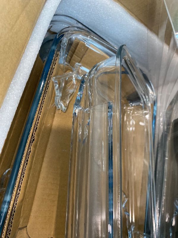 Photo 1 of *damaged item/2 broke/ look at pic* 4-Piece Deep Glass Baking Dish Set with Plastic lids,Rectangular Glass Bakeware Set with Lids, Baking Pans for Lasagna, Leftovers, Cooking, Kitchen, Freezer-to-Oven and Dishwasher, Gray
