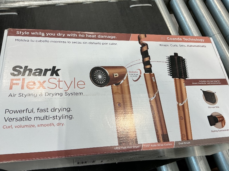 Photo 1 of **UNKNOWN MISSIN PIECES**Shark FlexStyle® (Special Edition) | Air Styling & Drying System | Powerful Hair Dryer Brush & Multi-Styler | Auto-Wrap Curlers, Oval Brush, Concentrator, & Storage Bag Included | Copper | HD433CP
