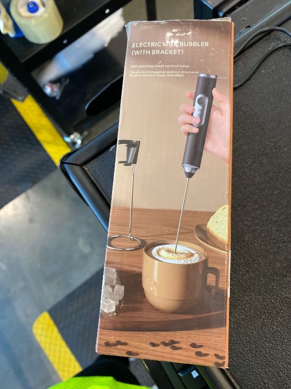 Photo 1 of *UNTESTED*
Rechargeable Milk Frother Handheld with Stand, Coffee Foam Frother Wand, Detachable Stainless Steel Whisk Drink Mixer for Coffee, Cappuccino, Lattes, Frappe, Matcha,Egg and Hot Chocolate, (Black)