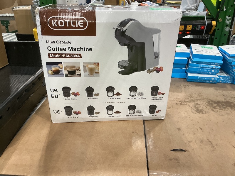 Photo 1 of ***MISSING PARTS*** ***READ CLERK NOTES*** KOTLIE Espresso 5in1 Single Serve Coffee Maker, 19Bar Cappuccino&Latte Maker, Cold&Hot Brewing Coffee Machine for K*cup/NES*presso Original/D*olce G*usto/Ground Coffee/44mm ESE(LightGrey)