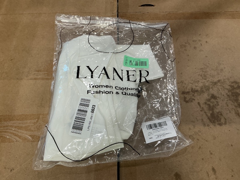 Photo 1 of ***READ CLERK NOTES*** LYANER Women's Collar V Neck Button Front Long Sleeve Slit Hem Long Shirt Blouse Tops White Large