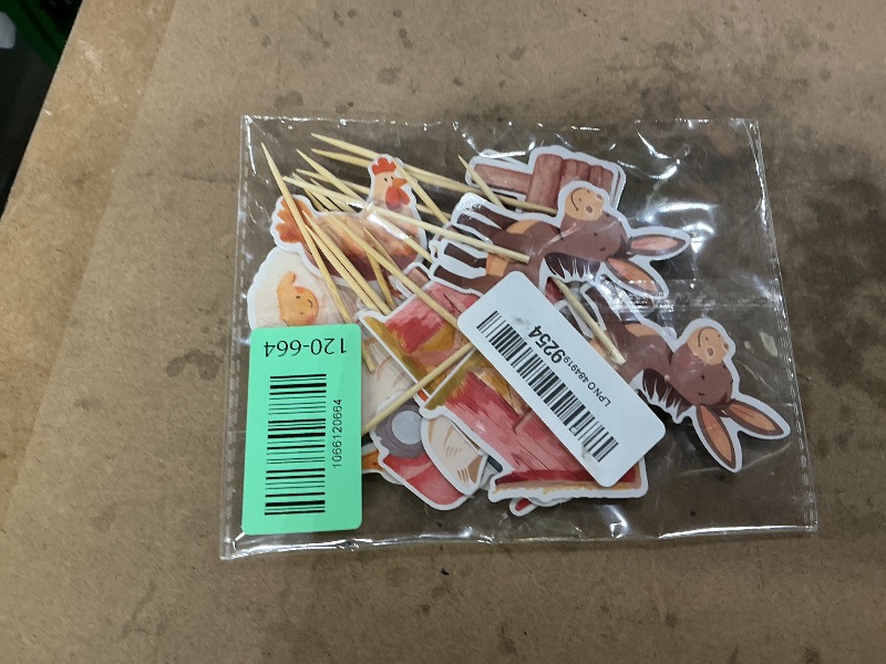 Photo 1 of 36 Pcs Farm Animals Cupcake Toppers, Barnyard Animals Cake Pick for Farm Theme Baby Shower and Birthday Party Supplies (Red)