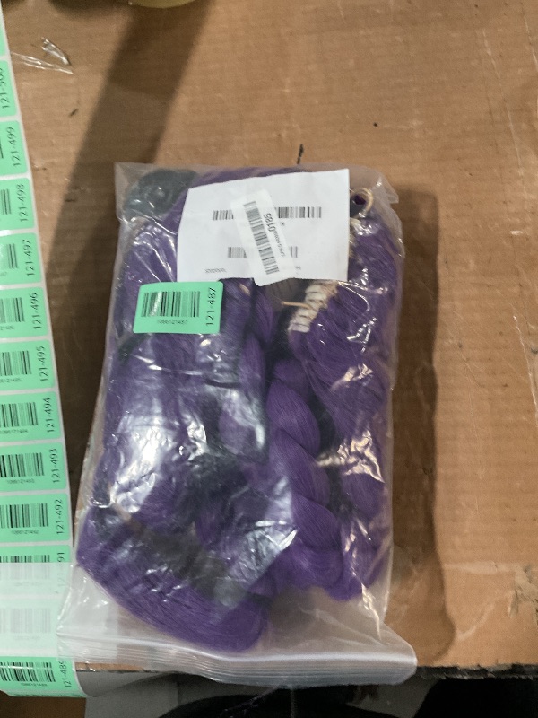 Photo 1 of ***(MAJOR DAMAGE/ SEE NOTES FOR DETAILS)***Wiggy Mermaid Long Purple Braid Wig for Women Purple Base Wig with Braids Ponytail Clip + Cap for Stage Party Halloween Costume Cosplay