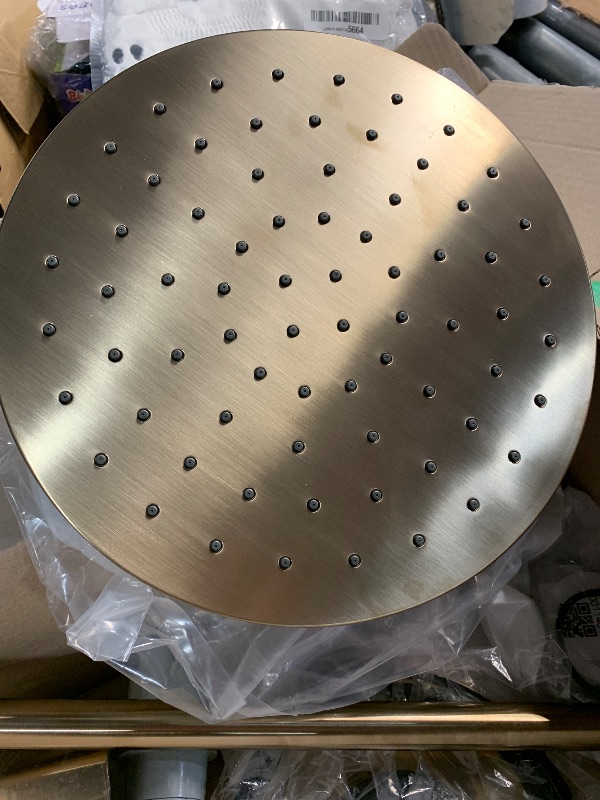 Photo 1 of ***(USED/ UNKNOWN IF MISSING PARTS)***Delta Modern 14 Series Round Rain Shower Faucet Set, Brushed Gold Shower Head and Handle Set, Valve Trim Kit, Champagne Bronze T14269-CZ-PP (Valve Not Included)