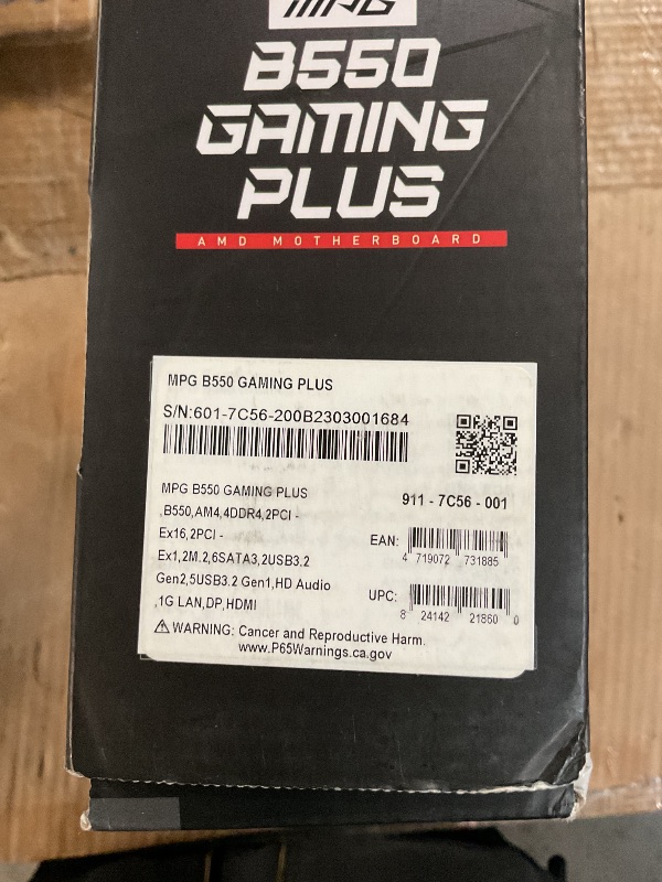 Photo 1 of **FOR PARTS ONLY**
MSI MPG AMD B550 Gaming Plus Socket AM4 ATX DDR4-SDRAM Motherboard