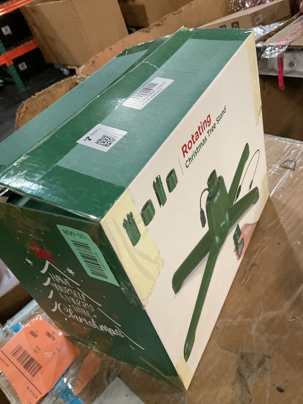 Photo 1 of (2025 Upgrade) Rotating Christmas Tree Stand with Remote Control, Stable 360 Revolving Tree Base Stand, Up to 7.5ft 90lb. Adjustable Christmas Tree Holder for Xmas Tree, Artificial Tree (Green)