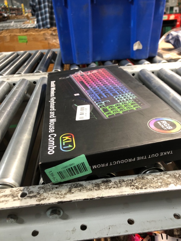 Photo 1 of (missing mouse/usb)(sold for parts) Wireless Keyboard and Mouse Combo, RGB Backlit, Rechargeable & Light Up Letters, Full-Size